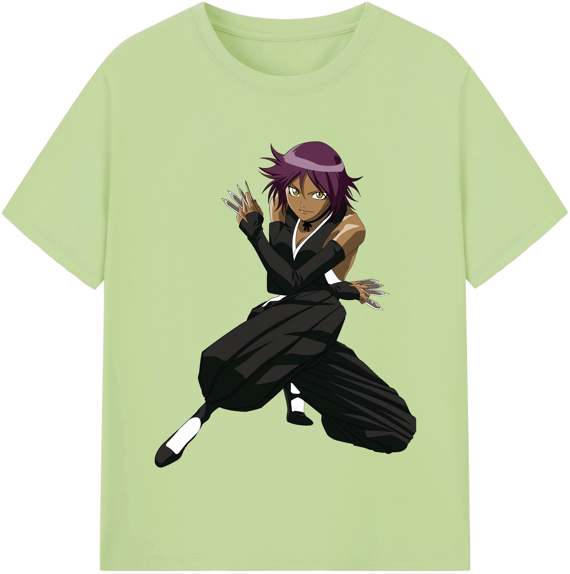 （画像用） ブリーチ 四楓院 夜一（しほういん よるいち） BLEACH Shihouin Yoruichi 綿100％半袖Tシャツ（フロントプリント）